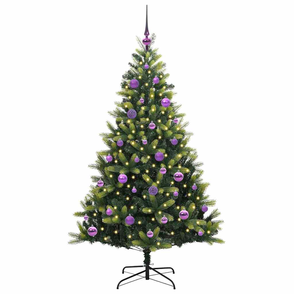 VidaXL sapin de Noël artificiel avec charnière 150 LED vert 150 cm PVC et PE