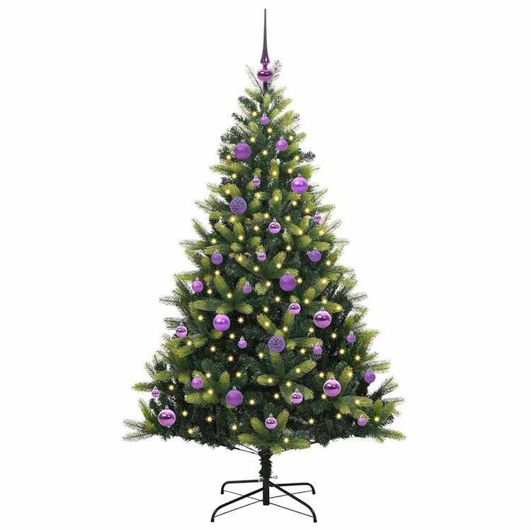 VidaXL sapin de Noël artificiel avec charnière 150 LED vert 150 cm PVC et PE