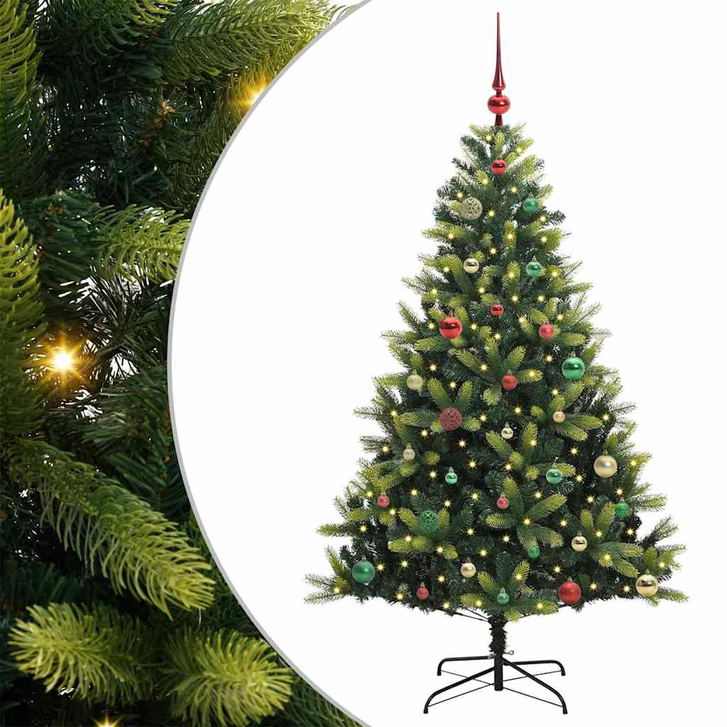 VidaXL sapin de Noël artificiel avec charnière 150 LED vert 150 cm PVC et PE