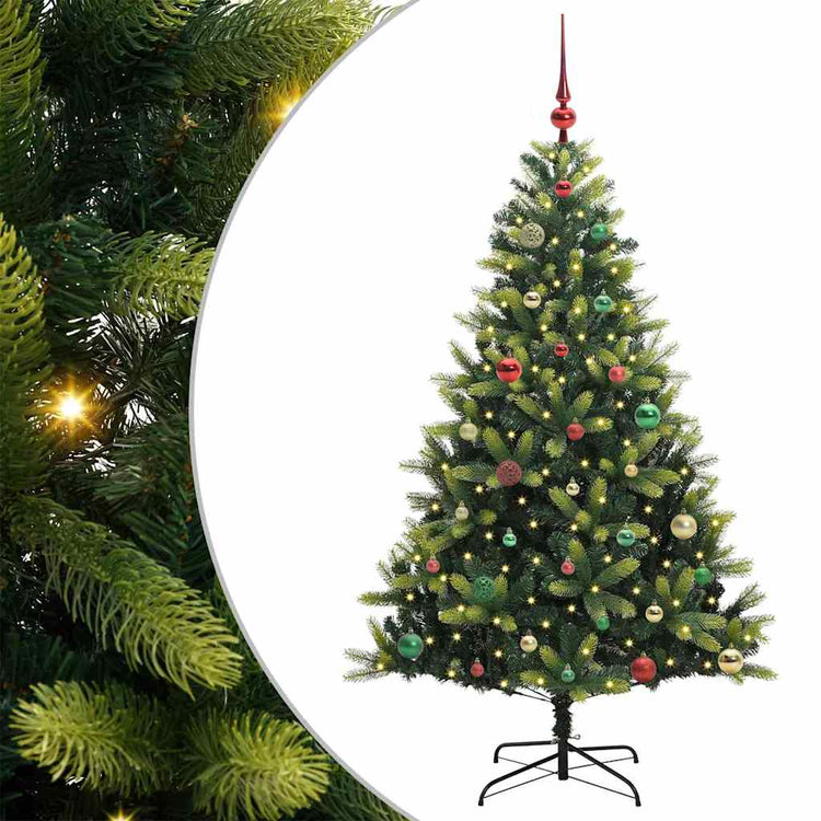 VidaXL sapin de Noël artificiel avec charnière 150 LED vert 150 cm PVC et PE