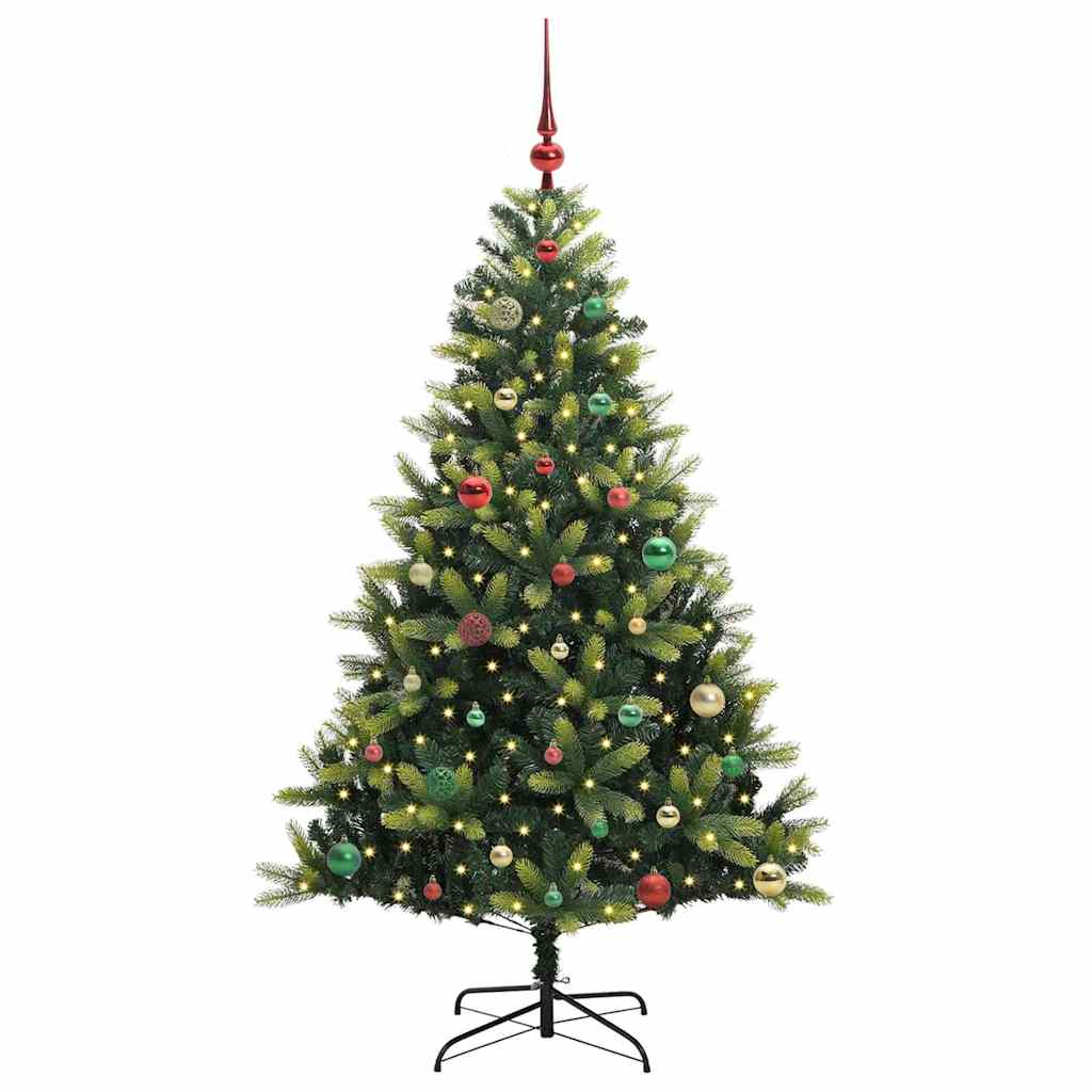 VidaXL sapin de Noël artificiel avec charnière 150 LED vert 150 cm PVC et PE