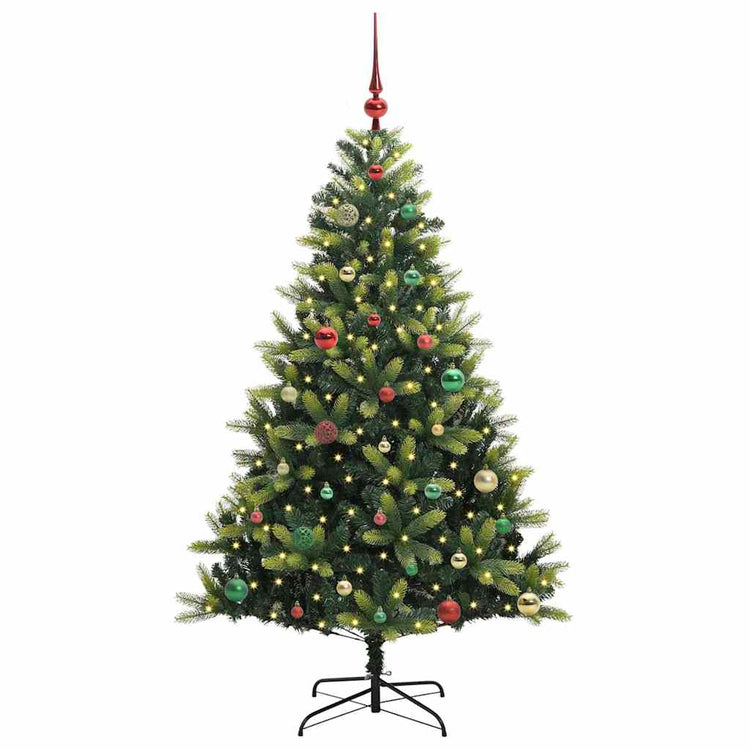 VidaXL sapin de Noël artificiel avec charnière 150 LED vert 150 cm PVC et PE