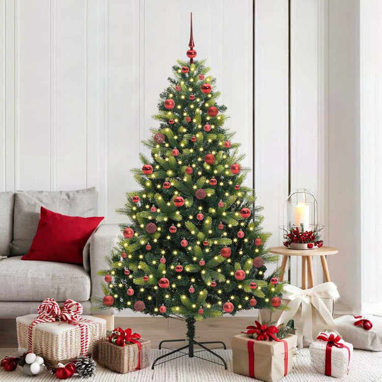 VidaXL sapin de Noël artificiel avec charnière 300 LED vert 180 cm PVC et PE