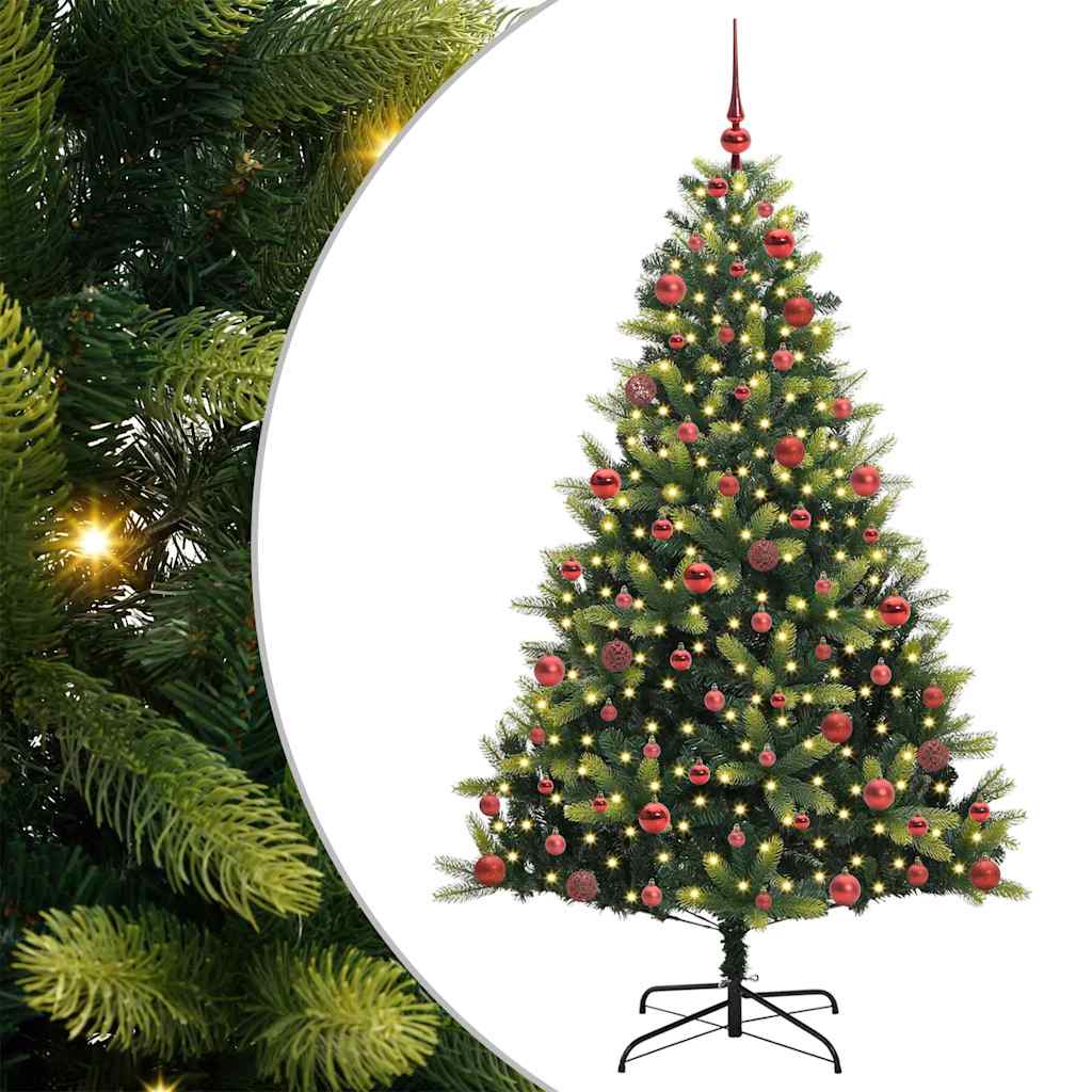 VidaXL sapin de Noël artificiel avec charnière 300 LED vert 180 cm PVC et PE