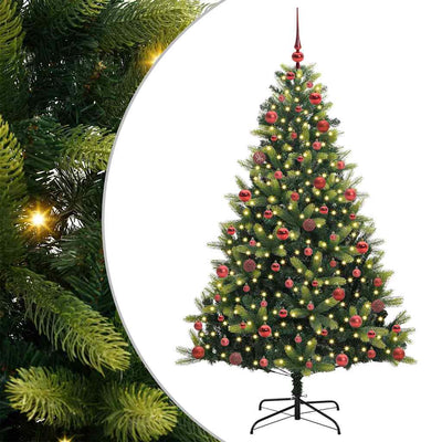 VidaXL sapin de Noël artificiel avec charnière 300 LED vert 180 cm PVC et PE