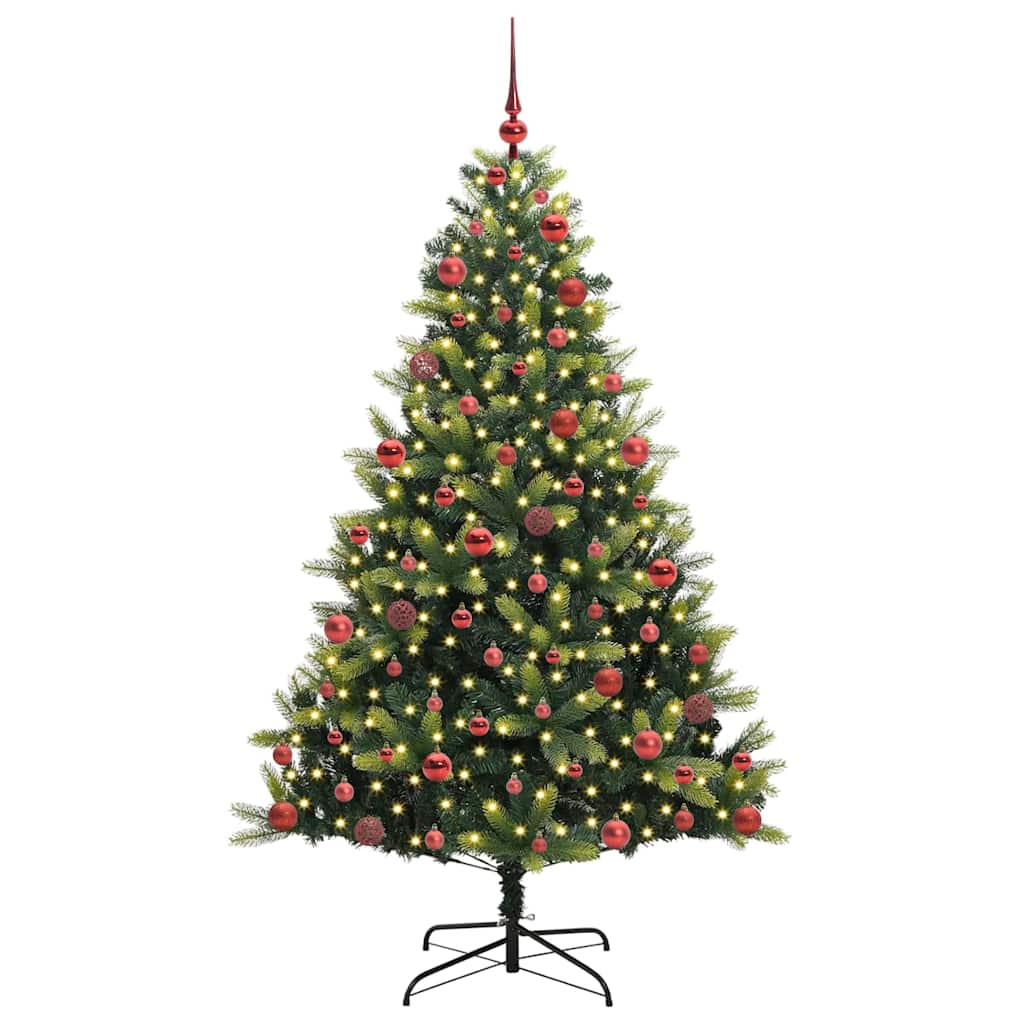 VidaXL sapin de Noël artificiel avec charnière 300 LED vert 180 cm PVC et PE
