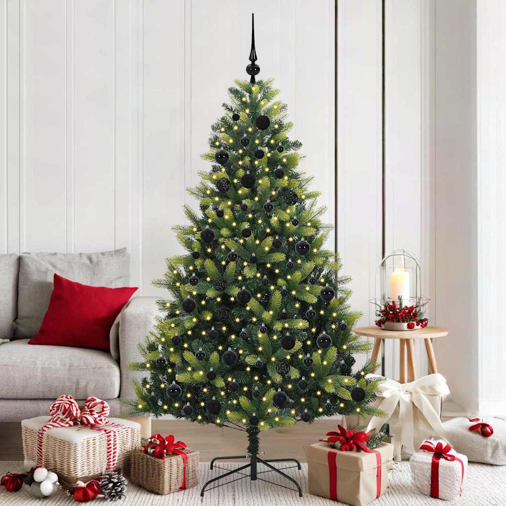 VidaXL sapin de Noël artificiel avec charnière 300 LED vert 180 cm PVC et PE