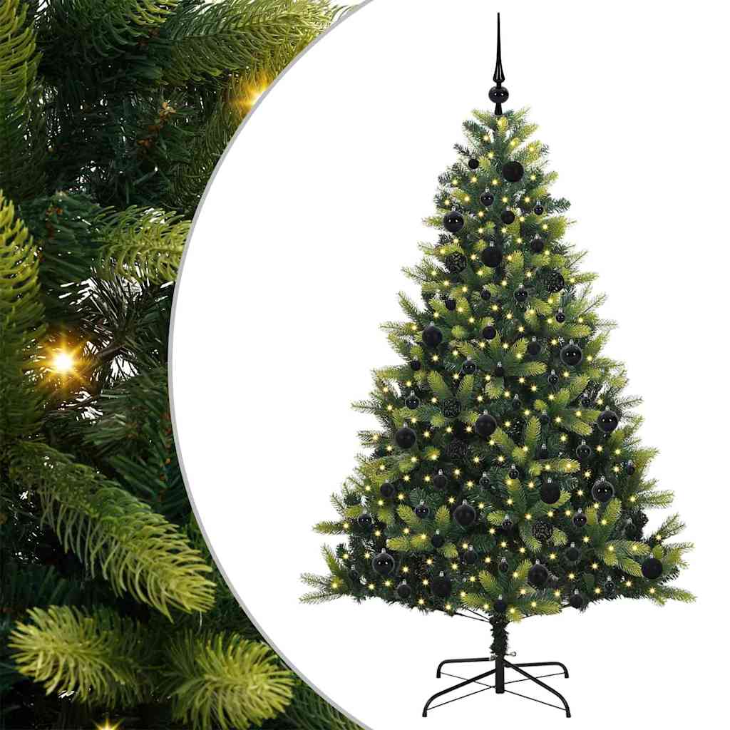 VidaXL sapin de Noël artificiel avec charnière 300 LED vert 180 cm PVC et PE