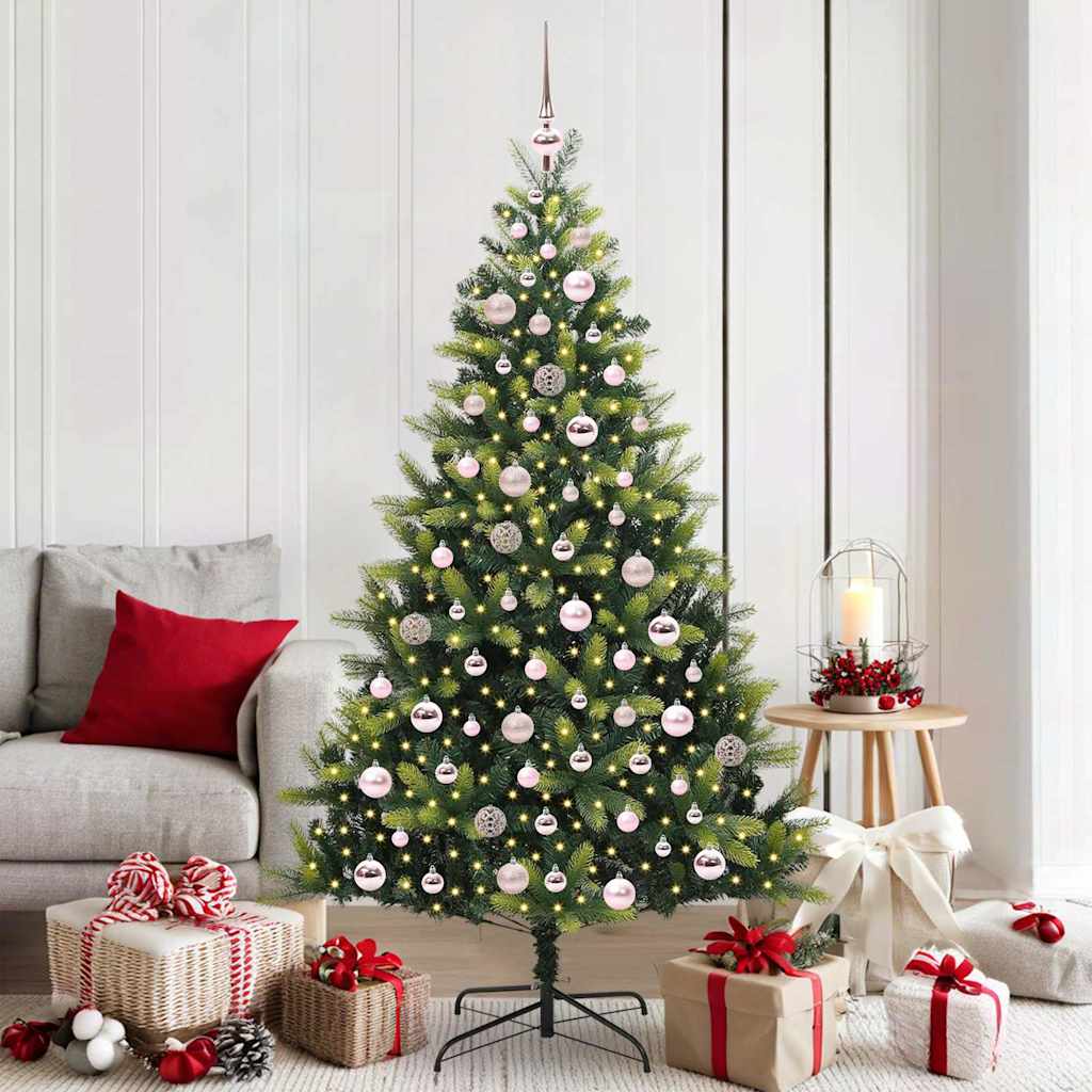 VidaXL sapin de Noël artificiel avec charnière 300 LED vert 180 cm PVC et PE