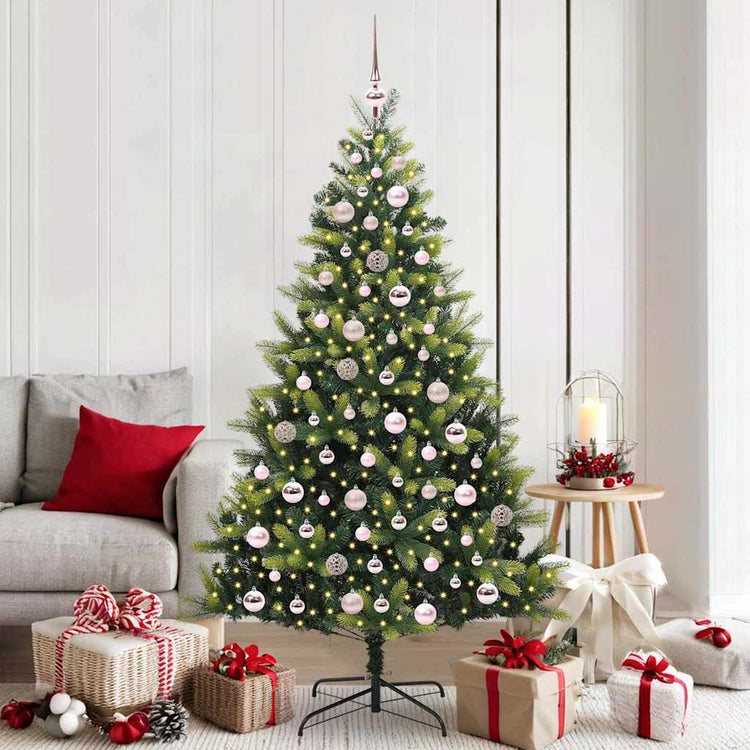 VidaXL sapin de Noël artificiel avec charnière 300 LED vert 180 cm PVC et PE