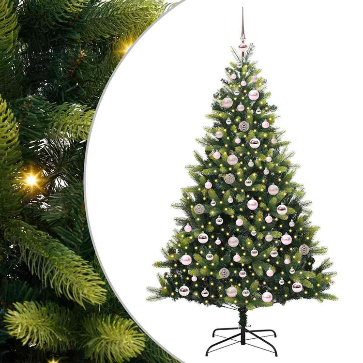 VidaXL sapin de Noël artificiel avec charnière 300 LED vert 180 cm PVC et PE