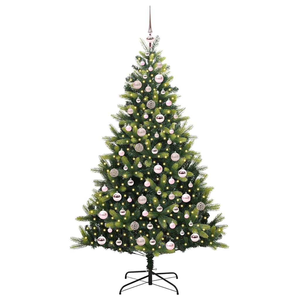 VidaXL sapin de Noël artificiel avec charnière 300 LED vert 180 cm PVC et PE