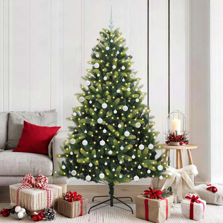 VidaXL sapin de Noël artificiel avec charnière 300 LED vert 180 cm PVC et PE