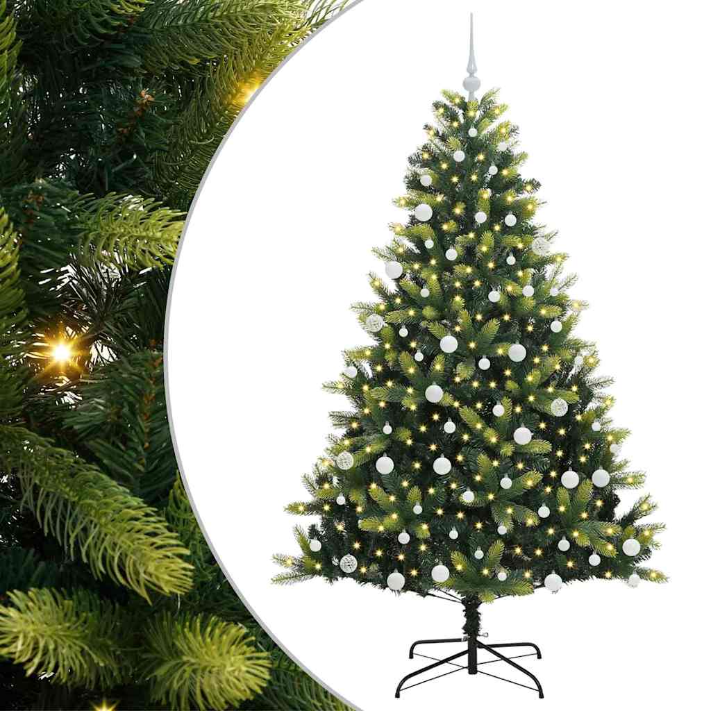 VidaXL sapin de Noël artificiel avec charnière 300 LED vert 180 cm PVC et PE