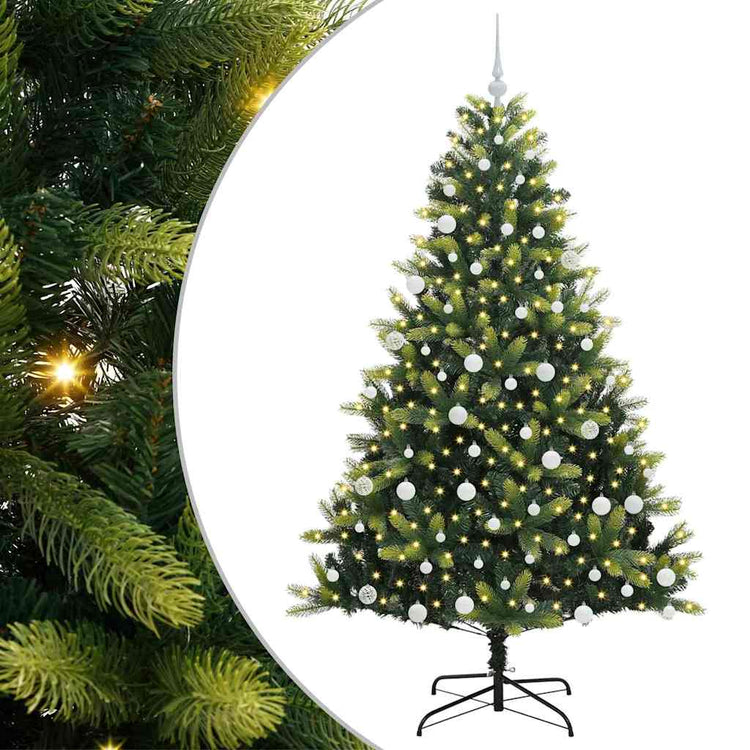 VidaXL sapin de Noël artificiel avec charnière 300 LED vert 180 cm PVC et PE