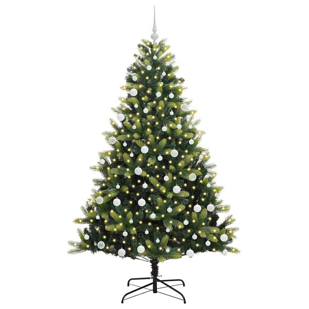 VidaXL sapin de Noël artificiel avec charnière 300 LED vert 180 cm PVC et PE