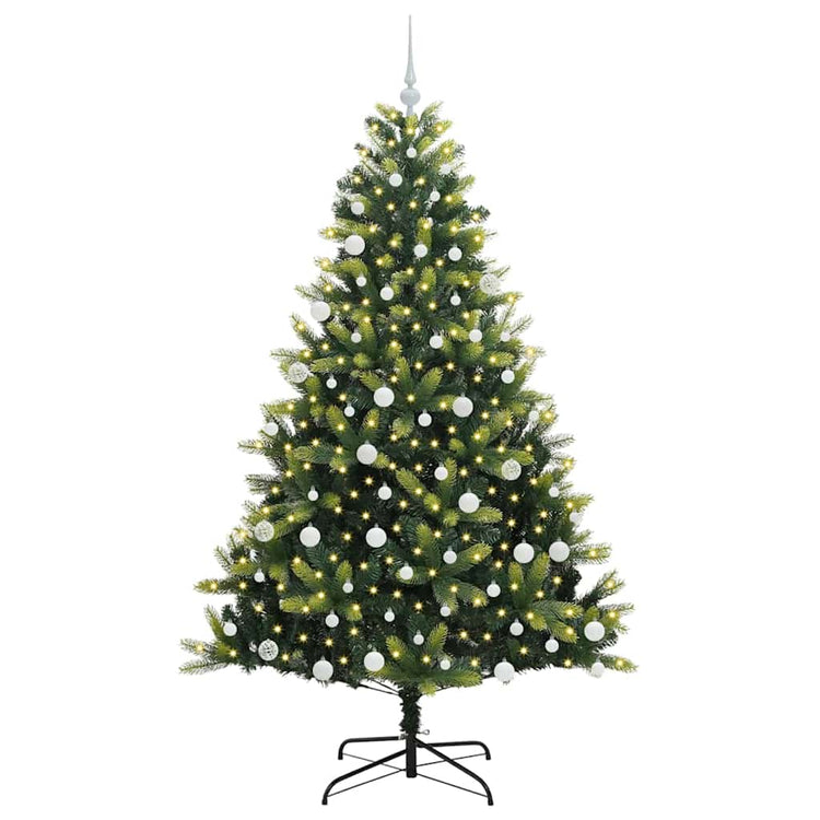 VidaXL sapin de Noël artificiel avec charnière 300 LED vert 180 cm PVC et PE