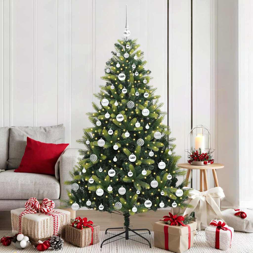 VidaXL sapin de Noël artificiel avec charnière 300 LED vert 180 cm PVC et PE