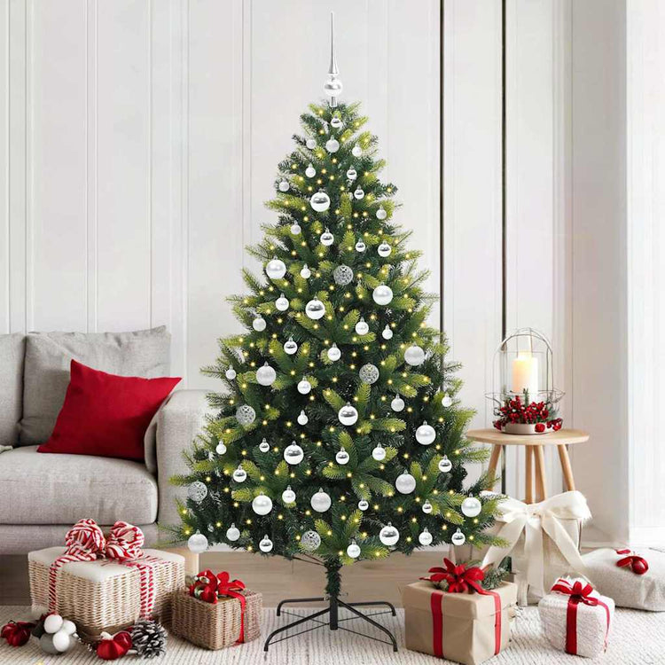 VidaXL sapin de Noël artificiel avec charnière 300 LED vert 180 cm PVC et PE