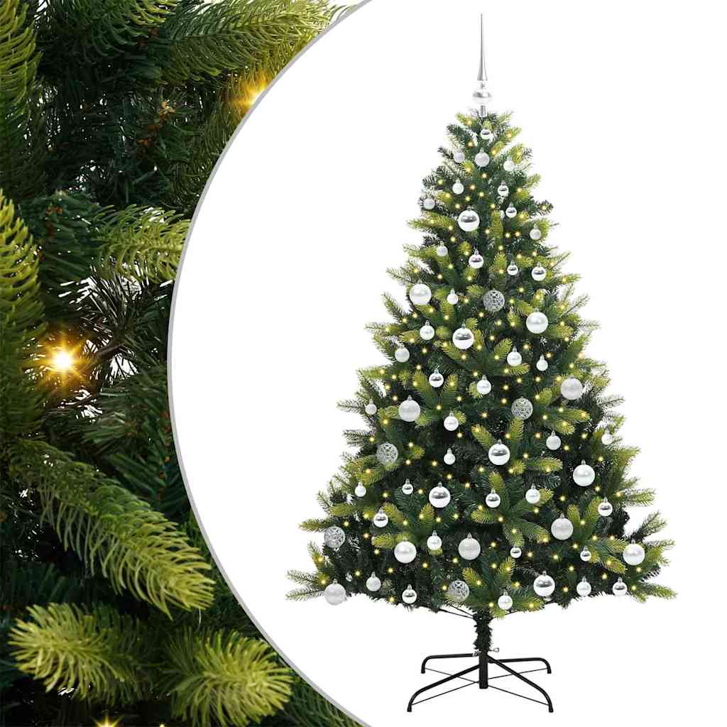 VidaXL sapin de Noël artificiel avec charnière 300 LED vert 180 cm PVC et PE