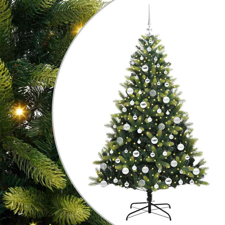VidaXL sapin de Noël artificiel avec charnière 300 LED vert 180 cm PVC et PE