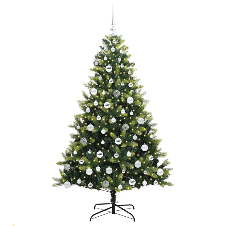 VidaXL sapin de Noël artificiel avec charnière 300 LED vert 180 cm PVC et PE
