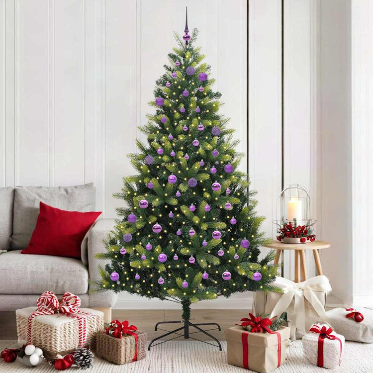 VidaXL sapin de Noël artificiel avec charnière 300 LED vert 180 cm PVC et PE