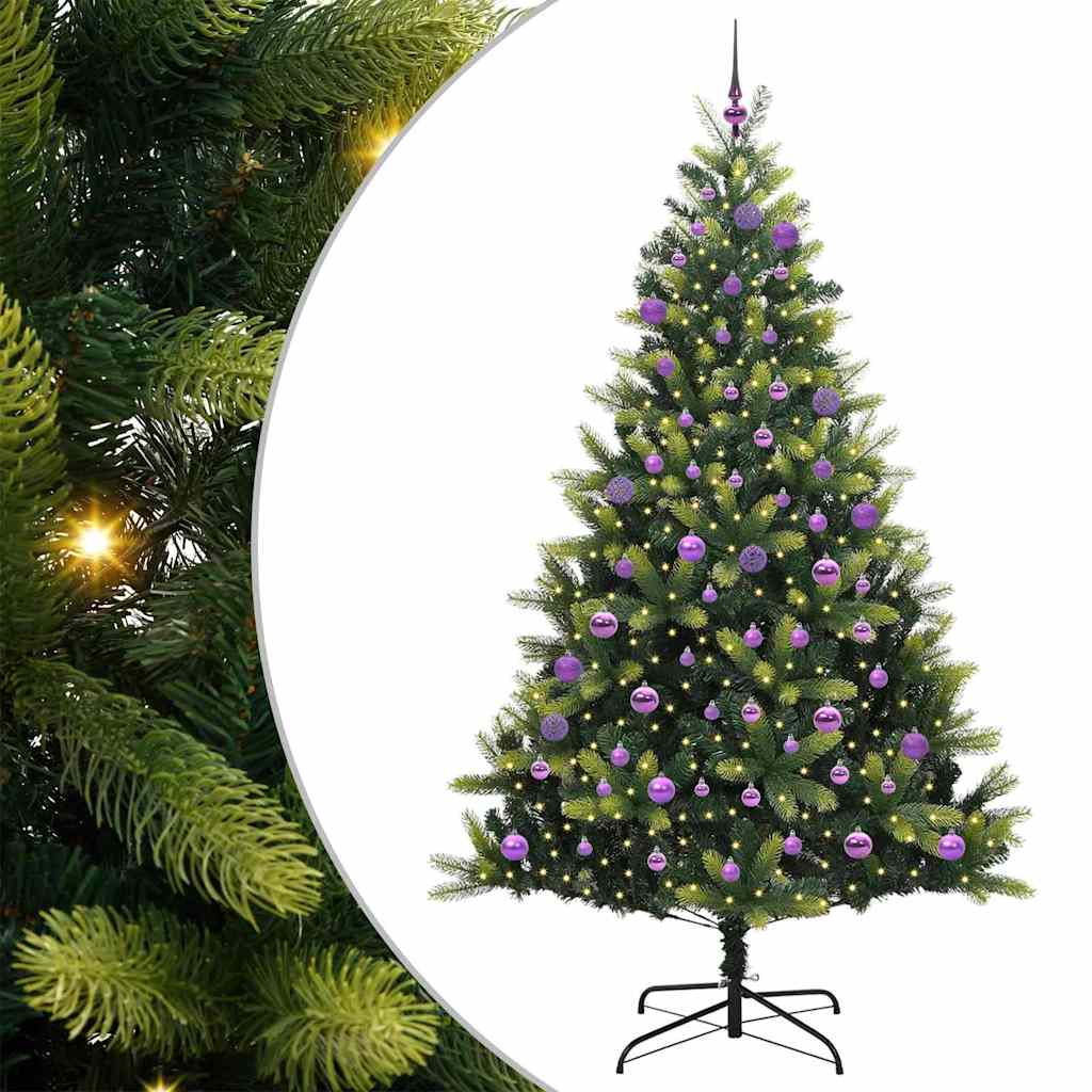 VidaXL sapin de Noël artificiel avec charnière 300 LED vert 180 cm PVC et PE