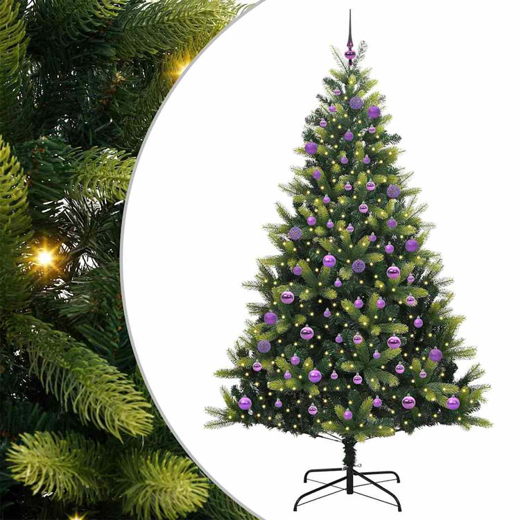 VidaXL sapin de Noël artificiel avec charnière 300 LED vert 180 cm PVC et PE