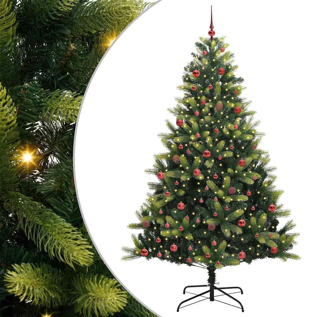 VidaXL sapin de Noël artificiel avec charnière 300 LED vert 210 cm PVC et PE