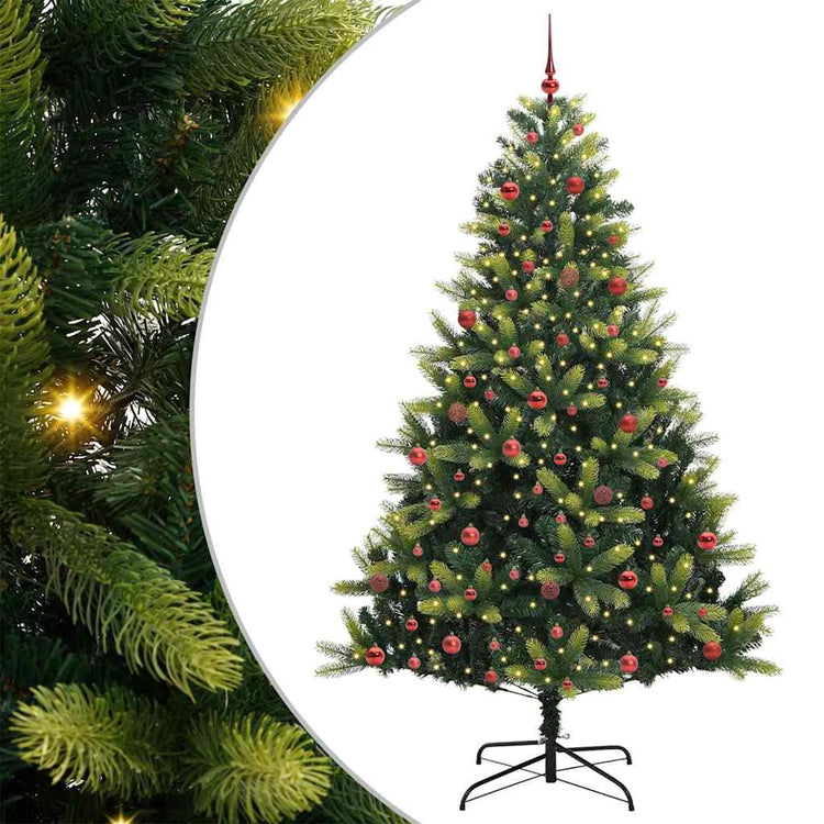 VidaXL sapin de Noël artificiel avec charnière 300 LED vert 210 cm PVC et PE