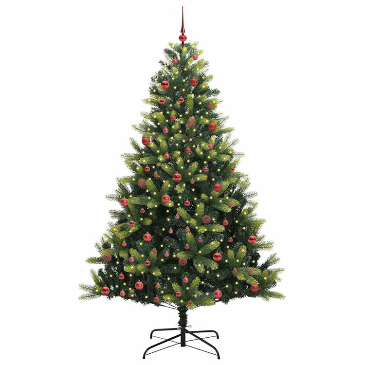 VidaXL sapin de Noël artificiel avec charnière 300 LED vert 210 cm PVC et PE
