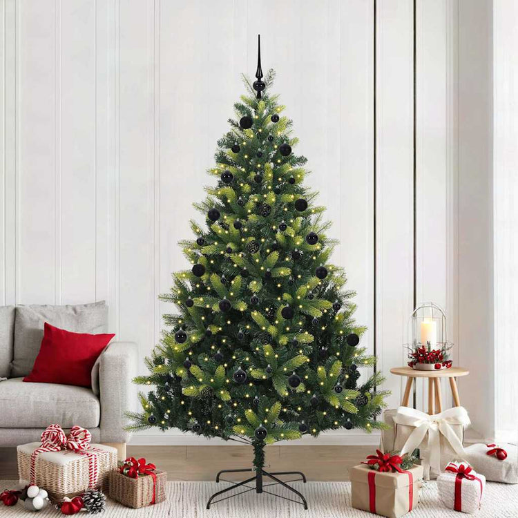 VidaXL sapin de Noël artificiel avec charnière 300 LED vert 210 cm PVC et PE