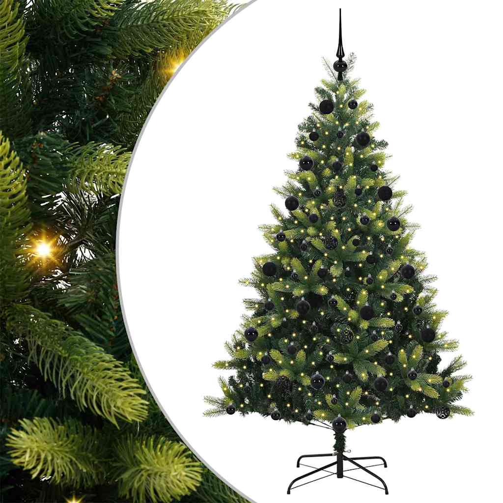 VidaXL sapin de Noël artificiel avec charnière 300 LED vert 210 cm PVC et PE