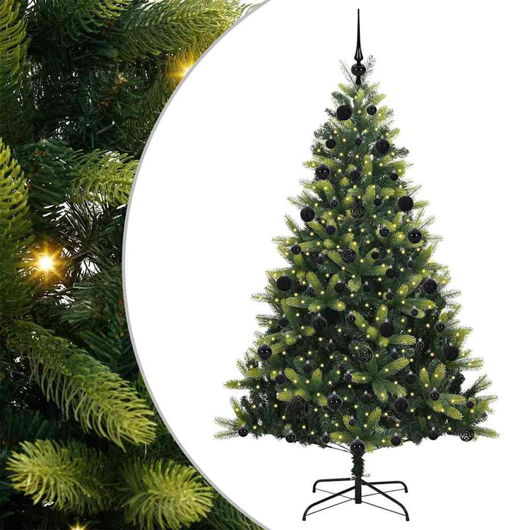 VidaXL sapin de Noël artificiel avec charnière 300 LED vert 210 cm PVC et PE