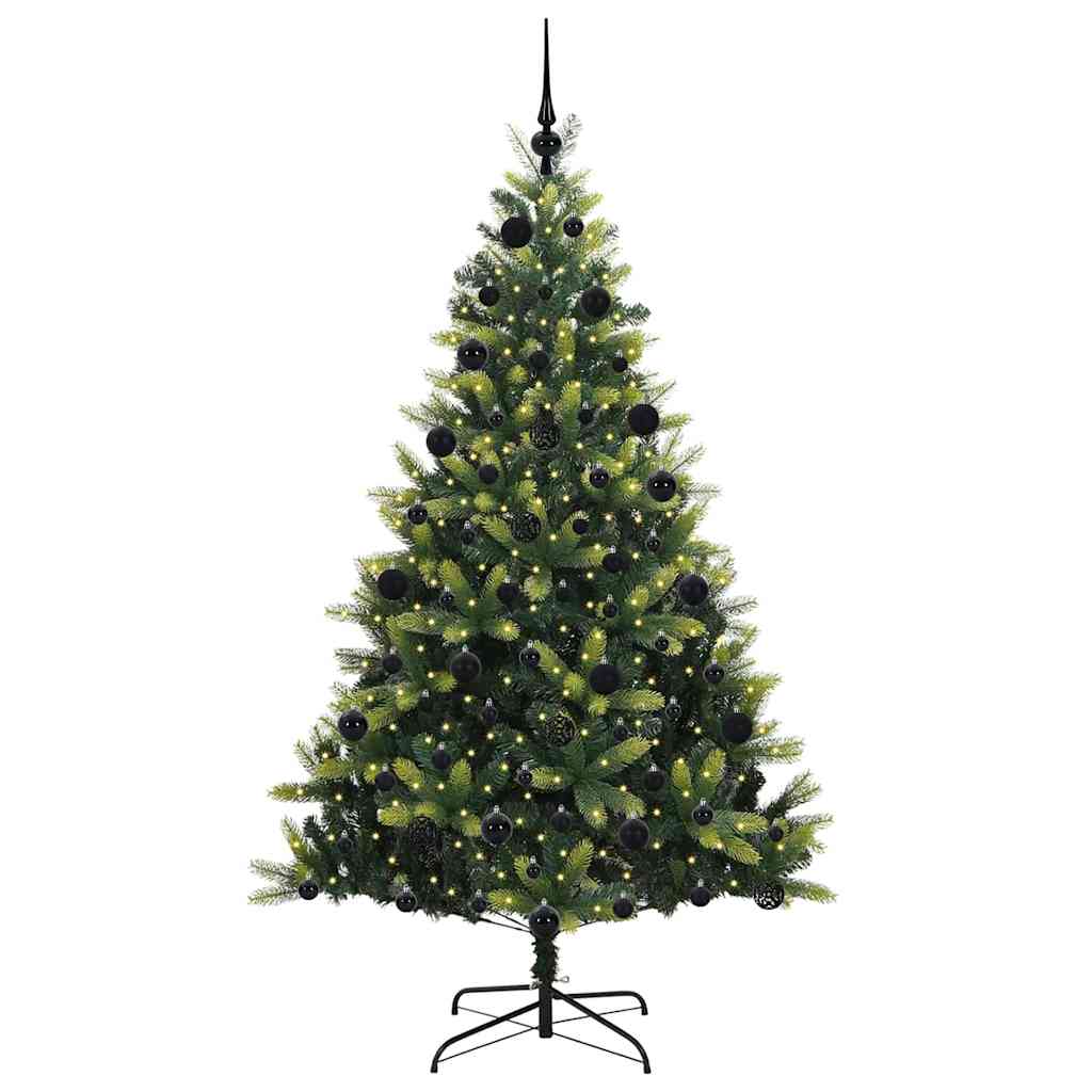 VidaXL sapin de Noël artificiel avec charnière 300 LED vert 210 cm PVC et PE