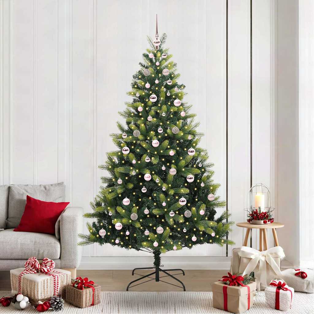 VidaXL sapin de Noël artificiel avec charnière 300 LED vert 210 cm PVC et PE