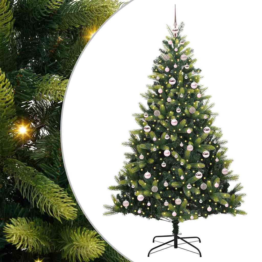 VidaXL sapin de Noël artificiel avec charnière 300 LED vert 210 cm PVC et PE