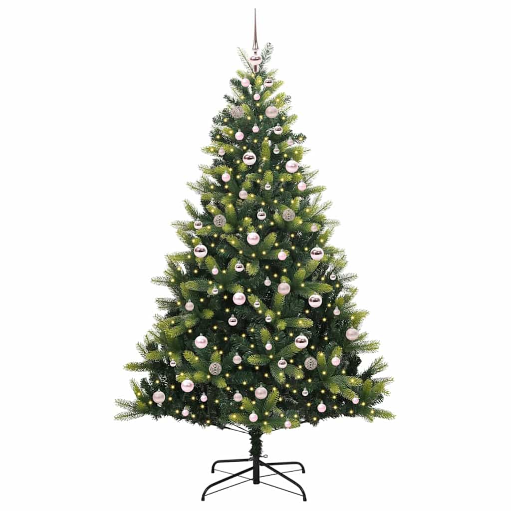 VidaXL sapin de Noël artificiel avec charnière 300 LED vert 210 cm PVC et PE
