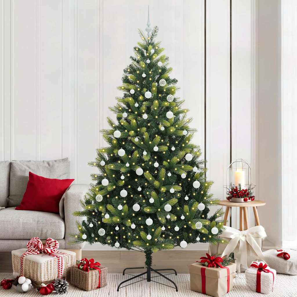 VidaXL sapin de Noël artificiel avec charnière 300 LED vert 210 cm PVC et PE