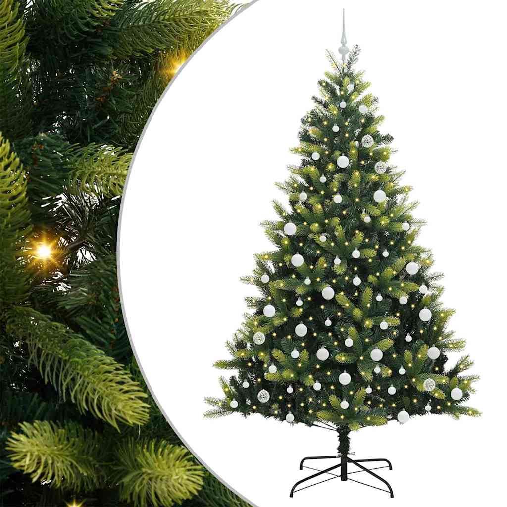 VidaXL sapin de Noël artificiel avec charnière 300 LED vert 210 cm PVC et PE