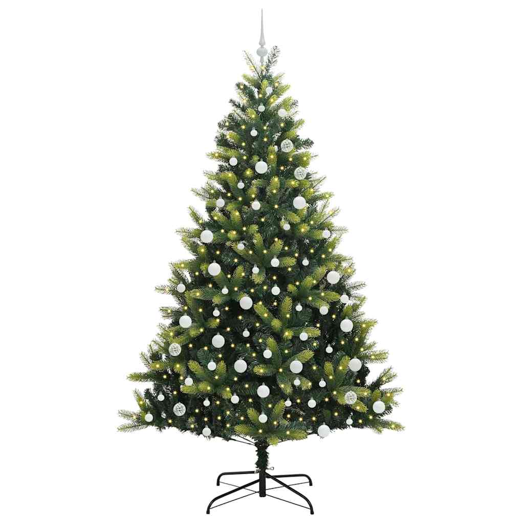 VidaXL sapin de Noël artificiel avec charnière 300 LED vert 210 cm PVC et PE