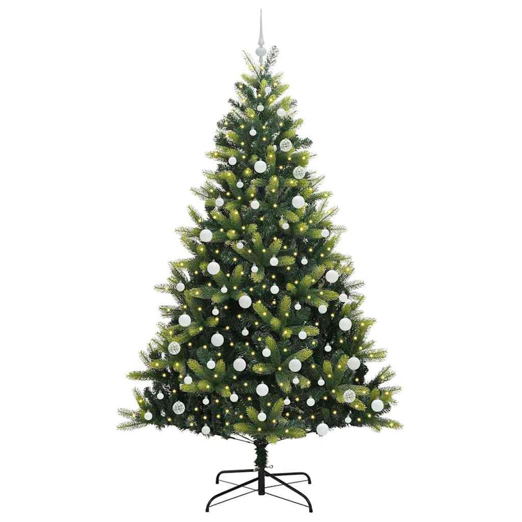 VidaXL sapin de Noël artificiel avec charnière 300 LED vert 210 cm PVC et PE
