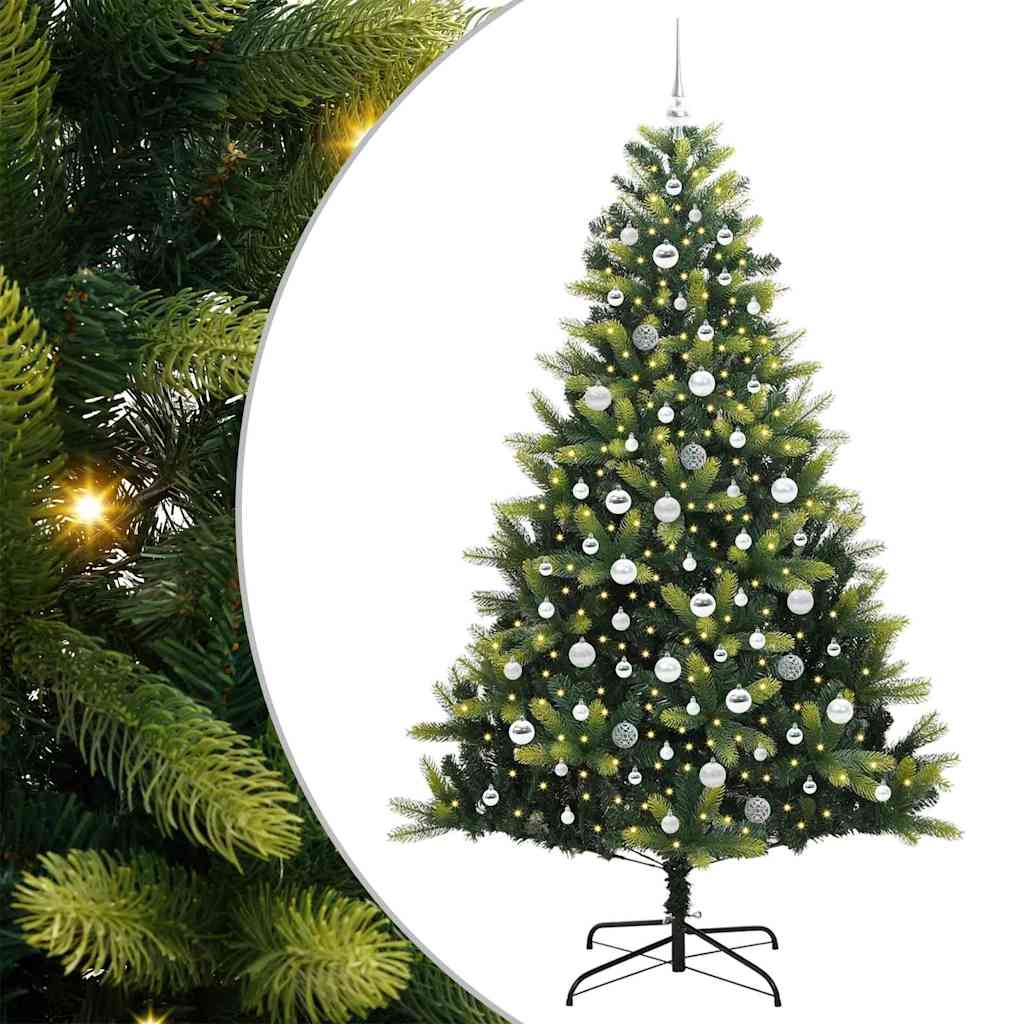 VidaXL sapin de Noël artificiel avec charnière 300 LED vert 210 cm PVC et PE