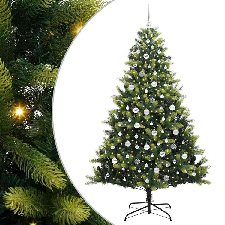 VidaXL sapin de Noël artificiel avec charnière 300 LED vert 210 cm PVC et PE