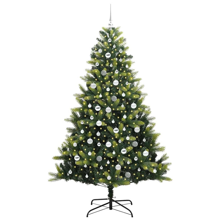 VidaXL sapin de Noël artificiel avec charnière 300 LED vert 210 cm PVC et PE