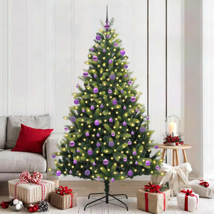 VidaXL sapin de Noël artificiel avec charnière 300 LED vert 210 cm PVC et PE