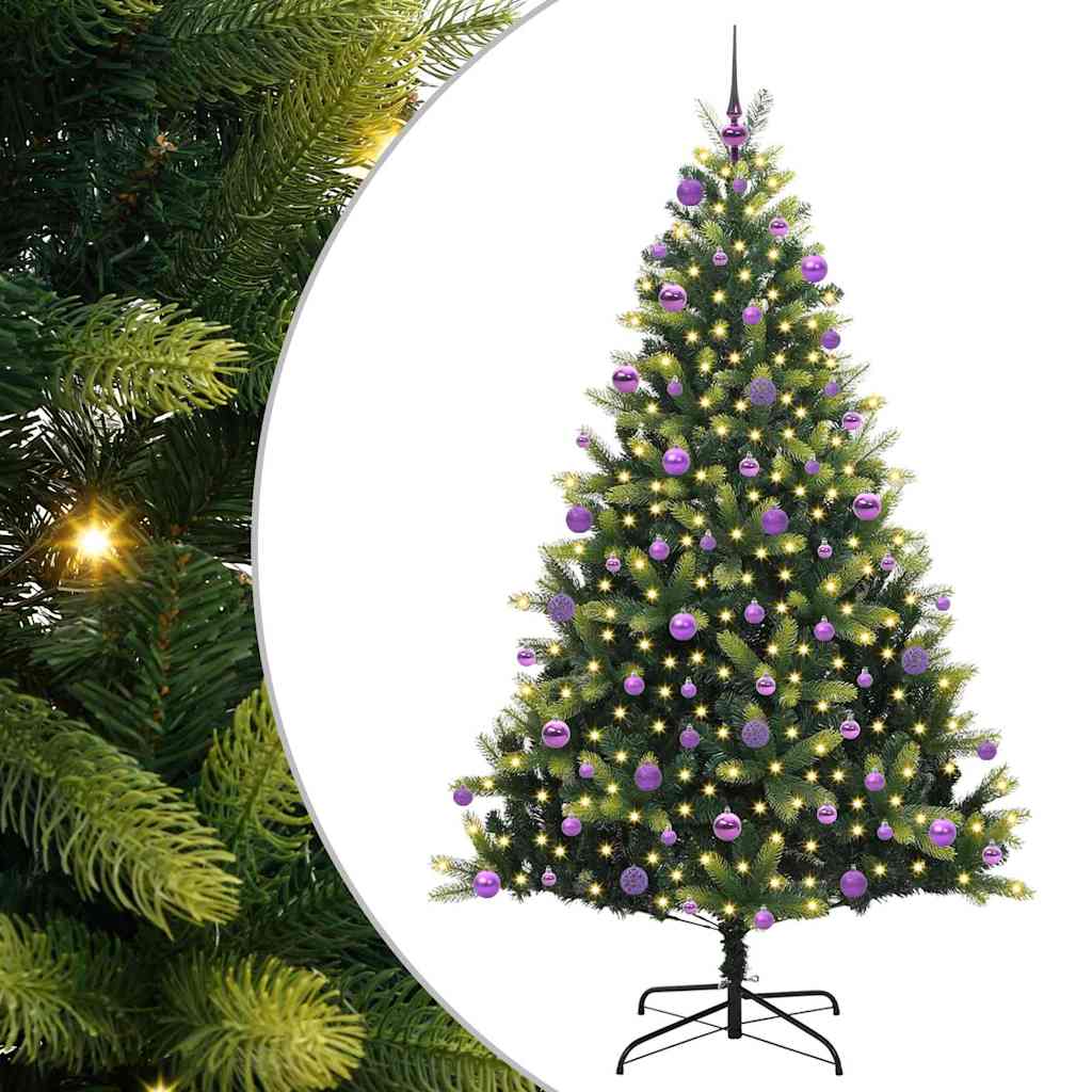 VidaXL sapin de Noël artificiel avec charnière 300 LED vert 210 cm PVC et PE