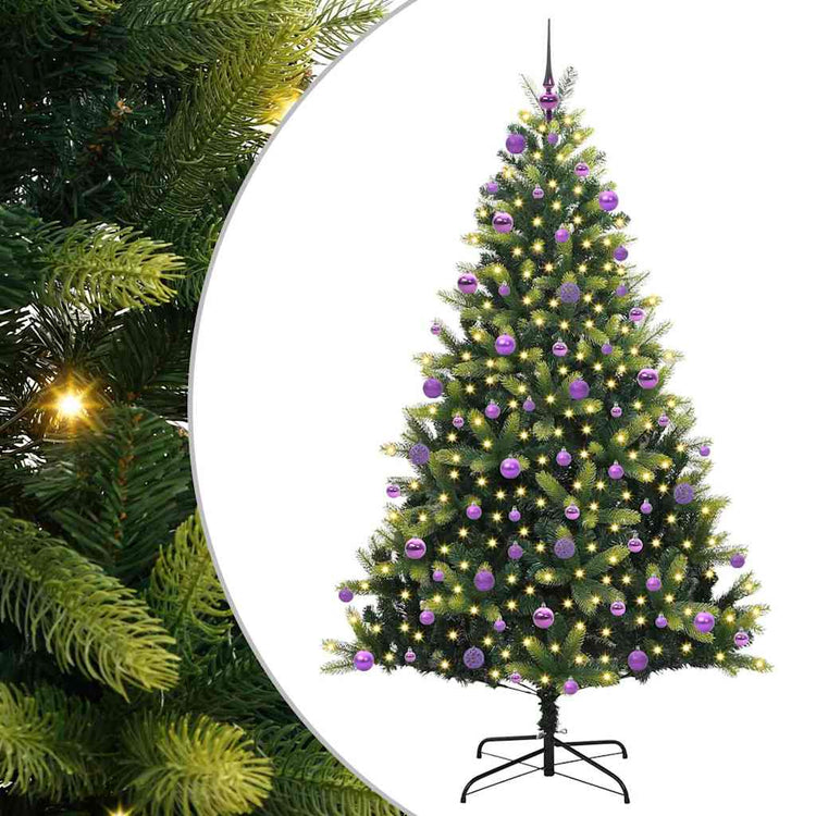 VidaXL sapin de Noël artificiel avec charnière 300 LED vert 210 cm PVC et PE