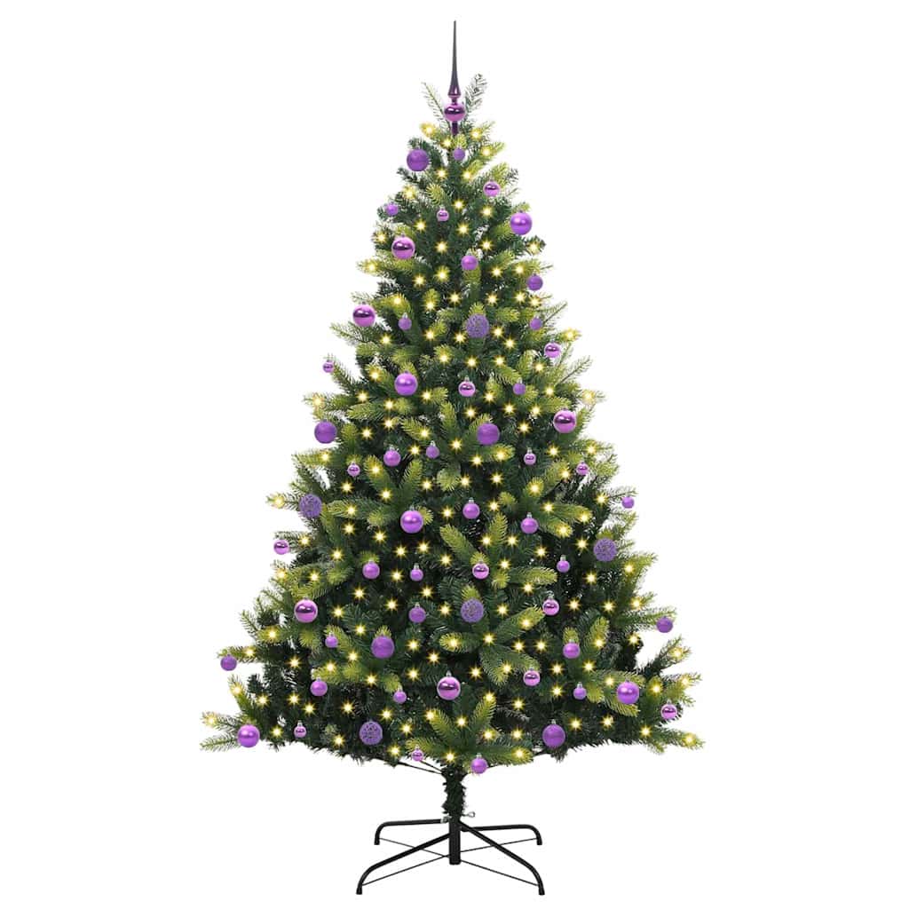 VidaXL sapin de Noël artificiel avec charnière 300 LED vert 210 cm PVC et PE